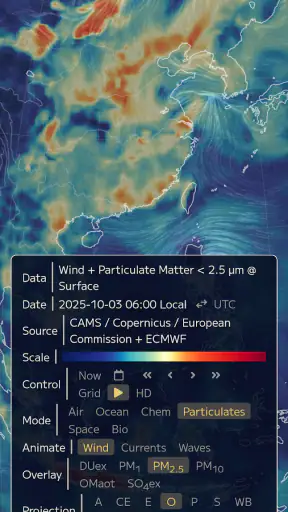 Nullschool - explore weather screenshot