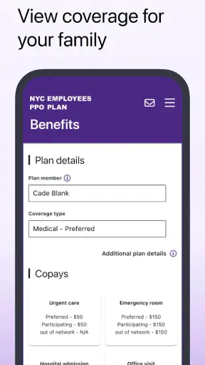 NYC Employees PPO Plan screenshot