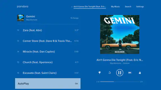 Pandora Music for TV screenshot