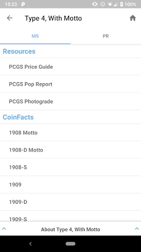 PCGS CoinFacts - U.S. Coin Val screenshot
