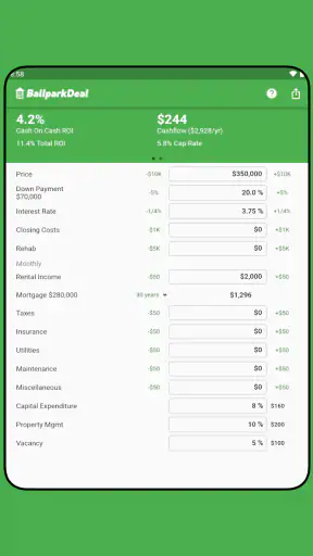 Rental Calculator BallparkDeal screenshot