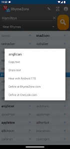 RhymeZone Rhyming Dictionary screenshot