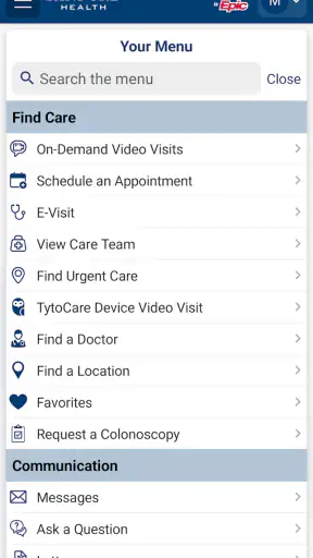 Sanford Health screenshot