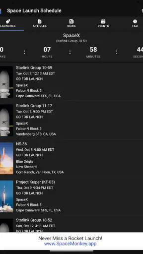 Space Launch Schedule screenshot