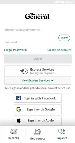 The General® Auto Insurance screenshot