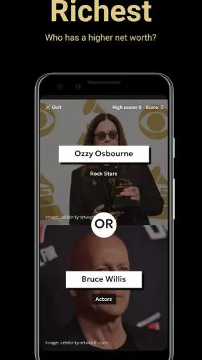 The Higher or Lower Game screenshot