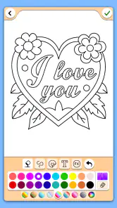 Valentines love coloring book screenshot
