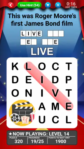 Word Search World Hollywood screenshot