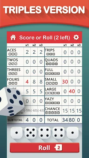 Yazy the yatzy dice game screenshot