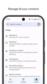 Contacts screenshot