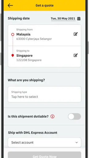 DHL Express Mobile screenshot