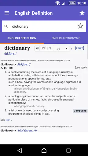 Dictionnaire Anglais-F WordRef screenshot