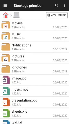 Gestionnaire de fichiers screenshot