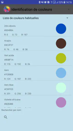 Identification de couleurs screenshot