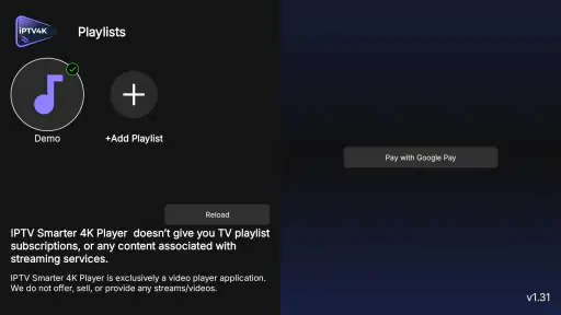IPTV Smarter 4K Player screenshot