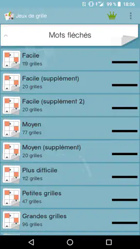Jeux de grille (mots fléchés & screenshot