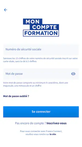 Mon compte formation screenshot
