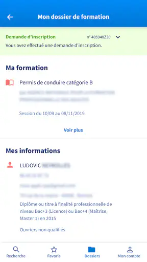 Mon compte formation screenshot