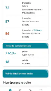 Mon compte retraite screenshot