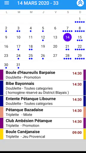 Pétanque Calendriers Concours screenshot