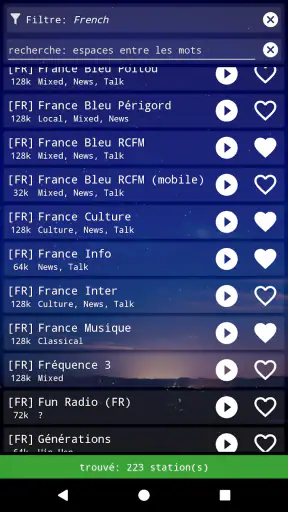 Radio-Réveil + screenshot