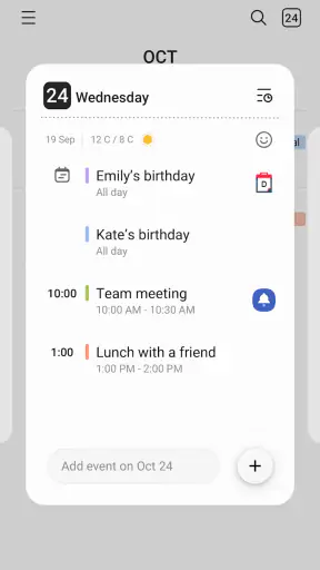 Samsung Calendar screenshot