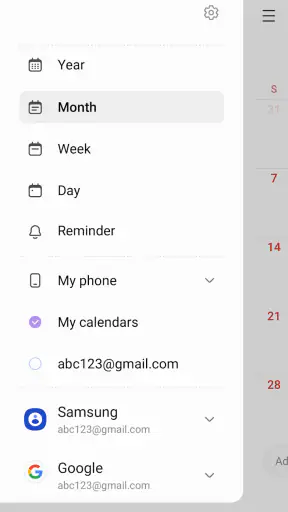 Samsung Calendar screenshot