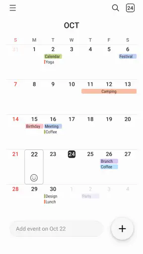 Samsung Calendar screenshot