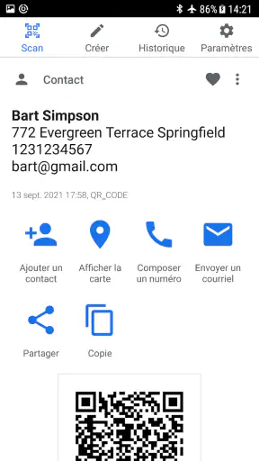 Scanner QR code screenshot
