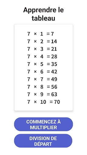 Table de multiplication - Math screenshot