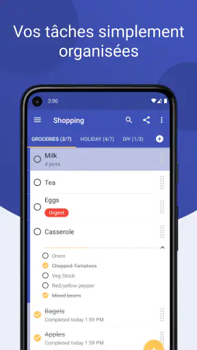 Tâches : liste de tâches screenshot