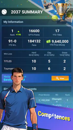 Tennis rising star screenshot