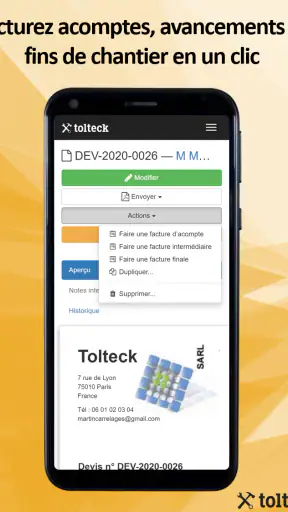 Tolteck : Devis et factures screenshot