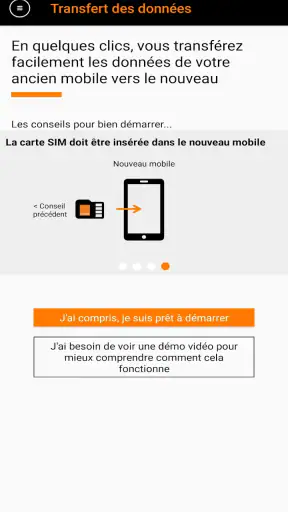 Transfert des données screenshot