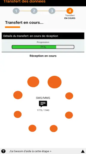 Transfert des données screenshot