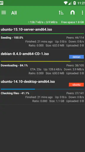 tTorrent screenshot