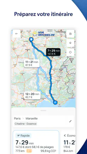 ViaMichelin gps, carte, trafic screenshot