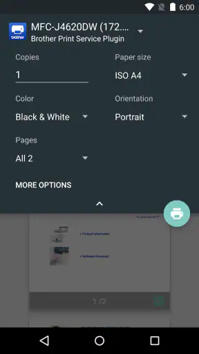 Brother Print Service Plugin screenshot