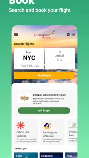 Ethiopian Airlines screenshot