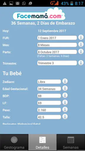 Gestograma - Embarazo Facemamá screenshot