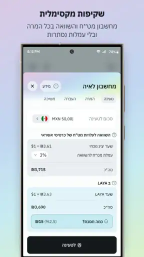 LAYA - ארנק דיגיטלי למטיילים screenshot