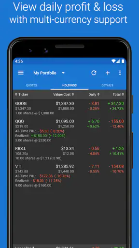 My Stocks Portfolio & Market screenshot
