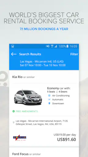 Rentalcars.com Car Rental App screenshot