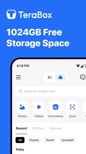 TeraBox: 1TB Cloud & AI Space screenshot