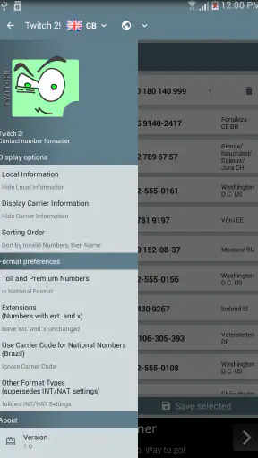Twitch 2! Contacts Formatter screenshot