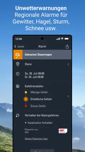 Wetter Alarm Schweiz - Meteo screenshot
