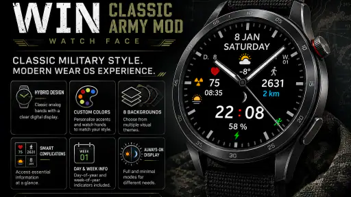 WIN Classic Army MOD WatchFace screenshot