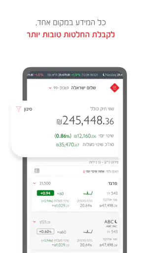 בנק הפועלים - מסחר בשוק ההון screenshot