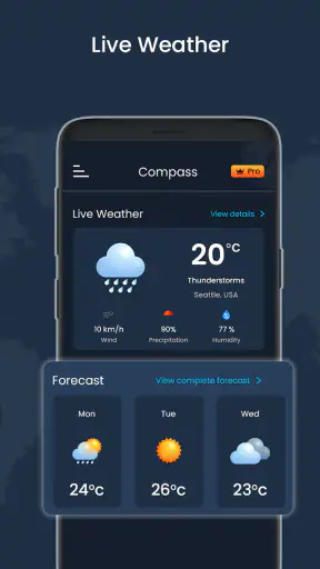 מצפן דיגיטלי ומזג אוויר חי screenshot