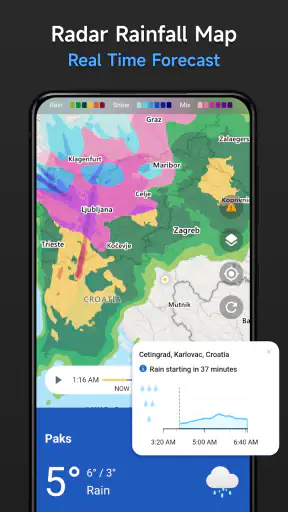 רדאר מזג אוויר - מפת רדאר חיה screenshot